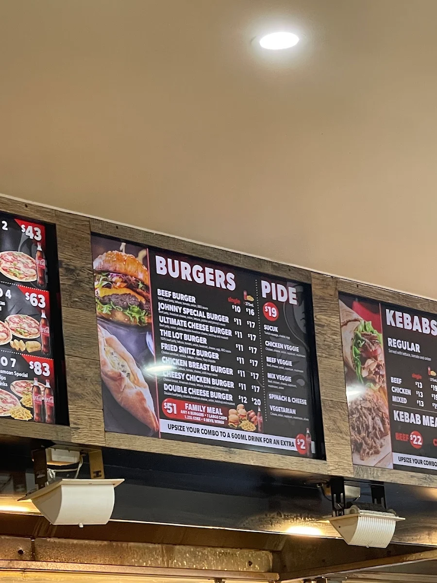 Menu, Johnny's Kebab & Pizza Liverpool