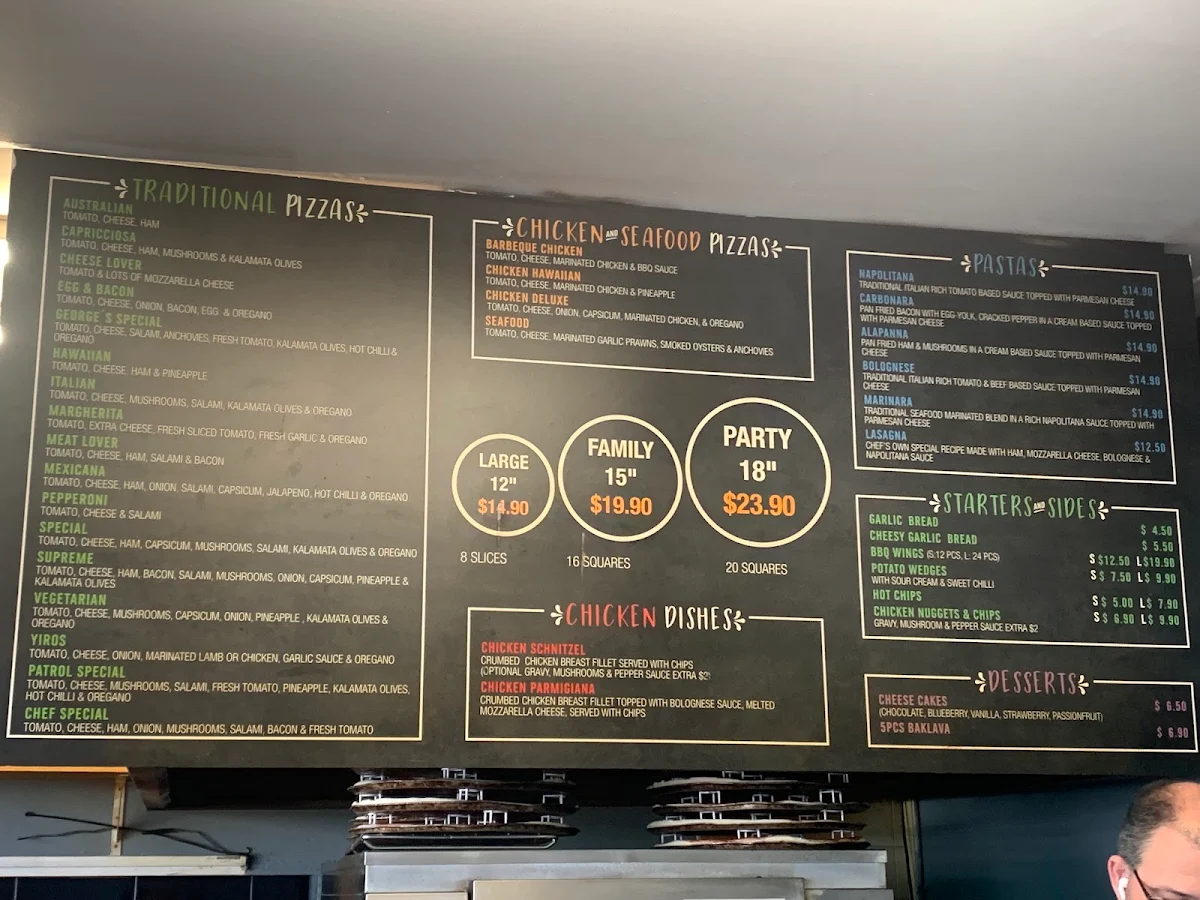 Menu, Pizza Patrol Blair Athol