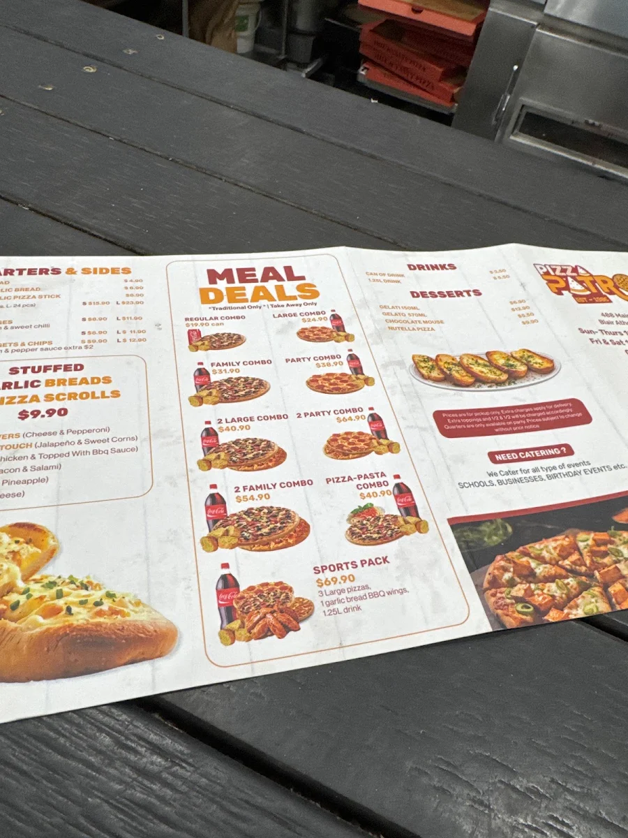 Menu, Pizza Patrol Blair Athol