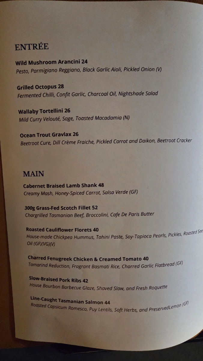 Menu, Discovery Resorts - Cradle Mountain Hellyers Restaurant