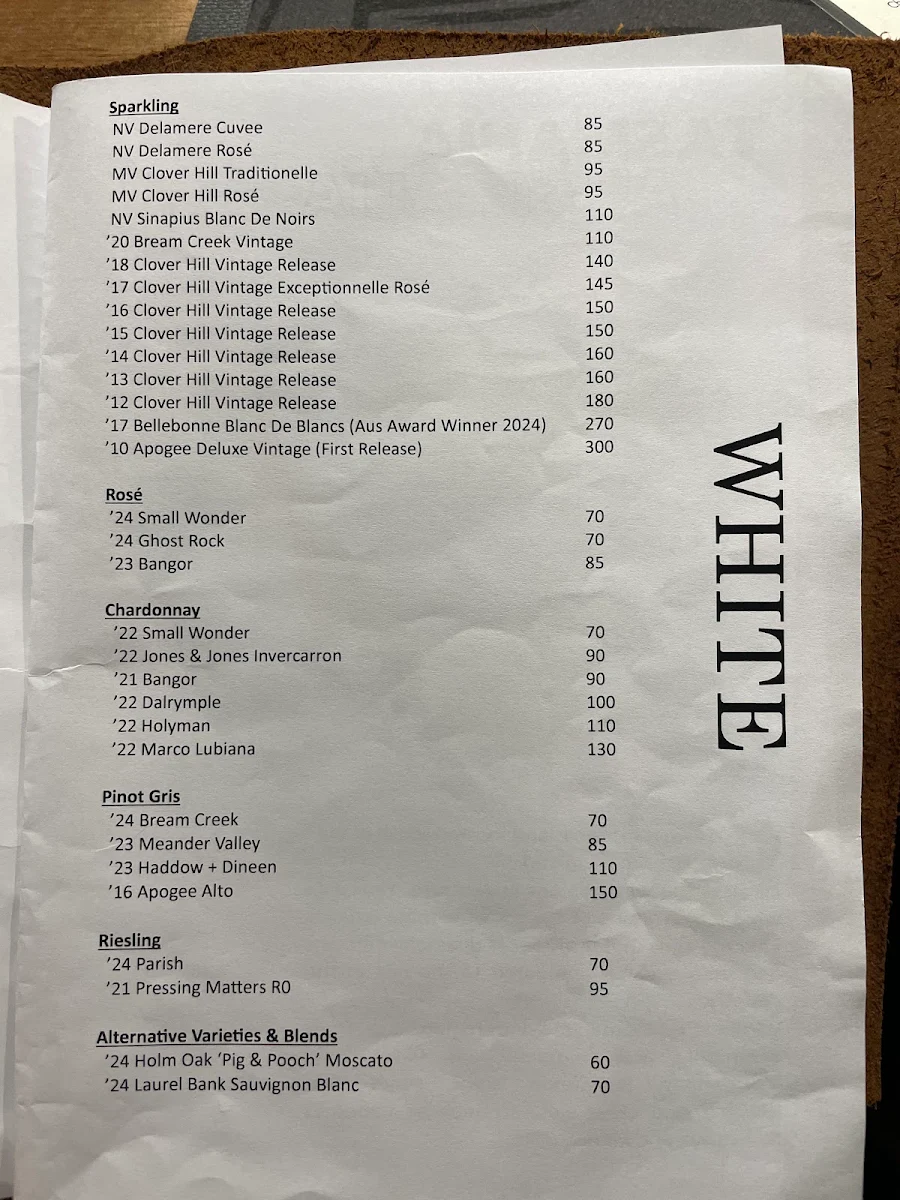 Menu, Discovery Resorts - Cradle Mountain Hellyers Restaurant