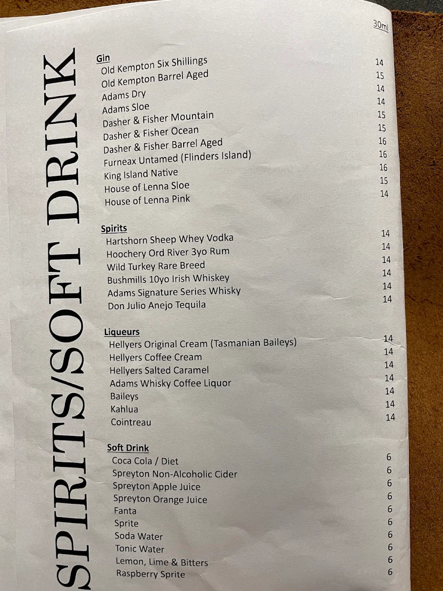 Menu, Discovery Resorts - Cradle Mountain Hellyers Restaurant