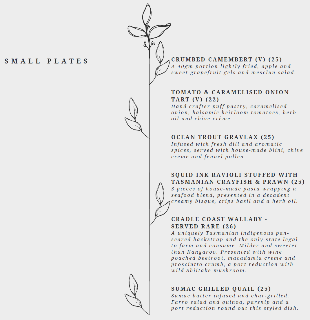 Menu, Discovery Resorts - Cradle Mountain Hellyers Restaurant