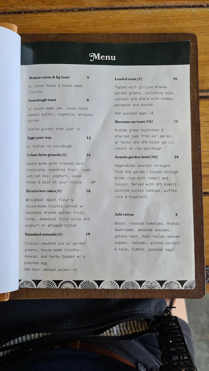 Menu, Two Before Ten Greenway