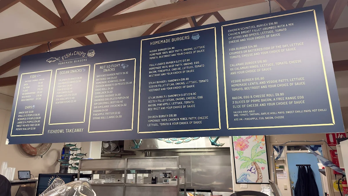 Menu, Fishbowl Takeaway