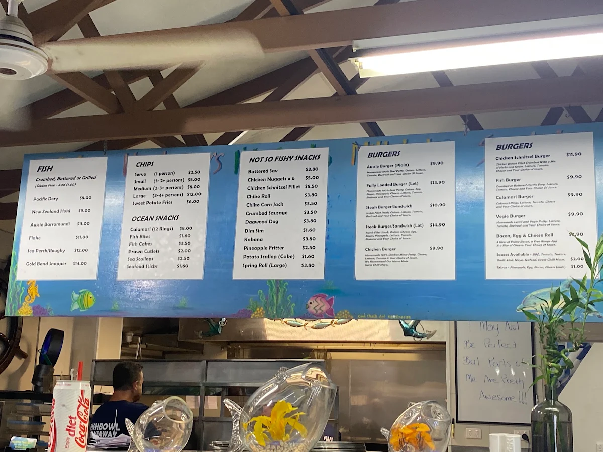 Menu, Fishbowl Takeaway