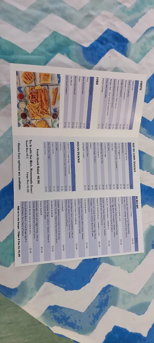 Menu, Fishbowl Takeaway