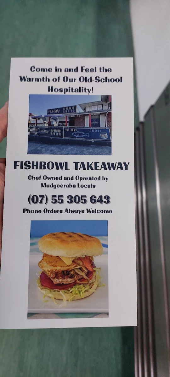 Menu, Fishbowl Takeaway