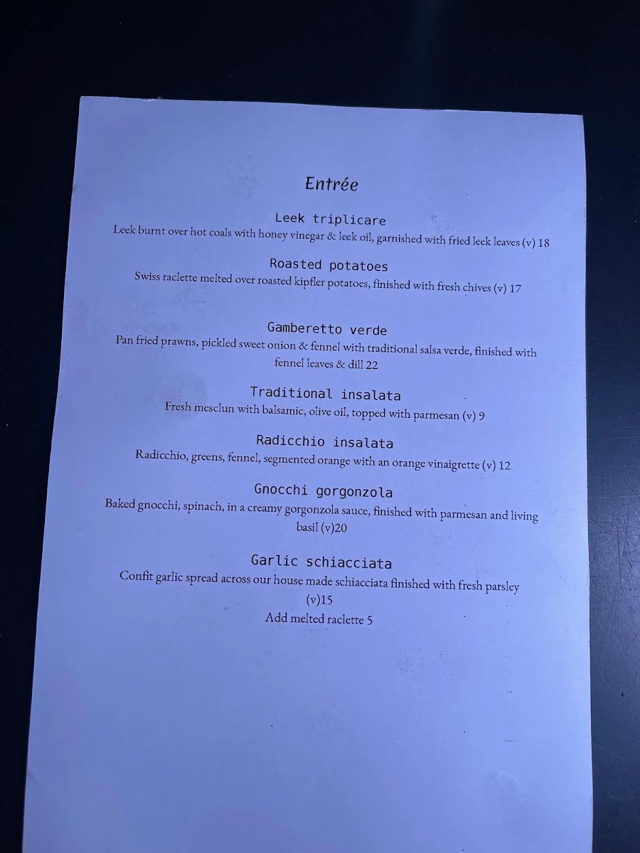 Menu, EST Pizzeria