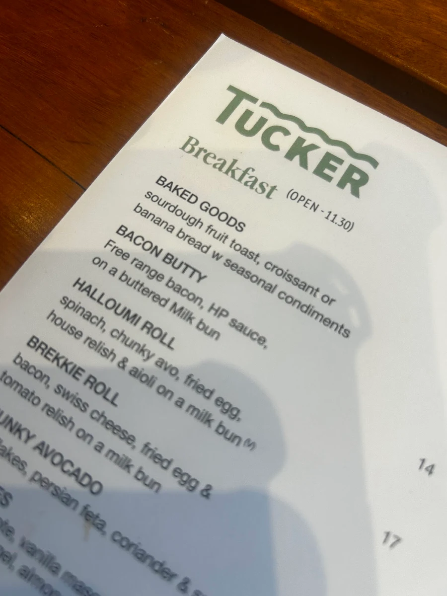 Menu, Tucker