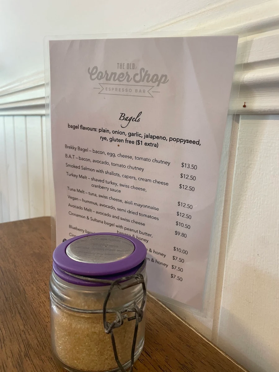 Menu, The Old Corner Shop