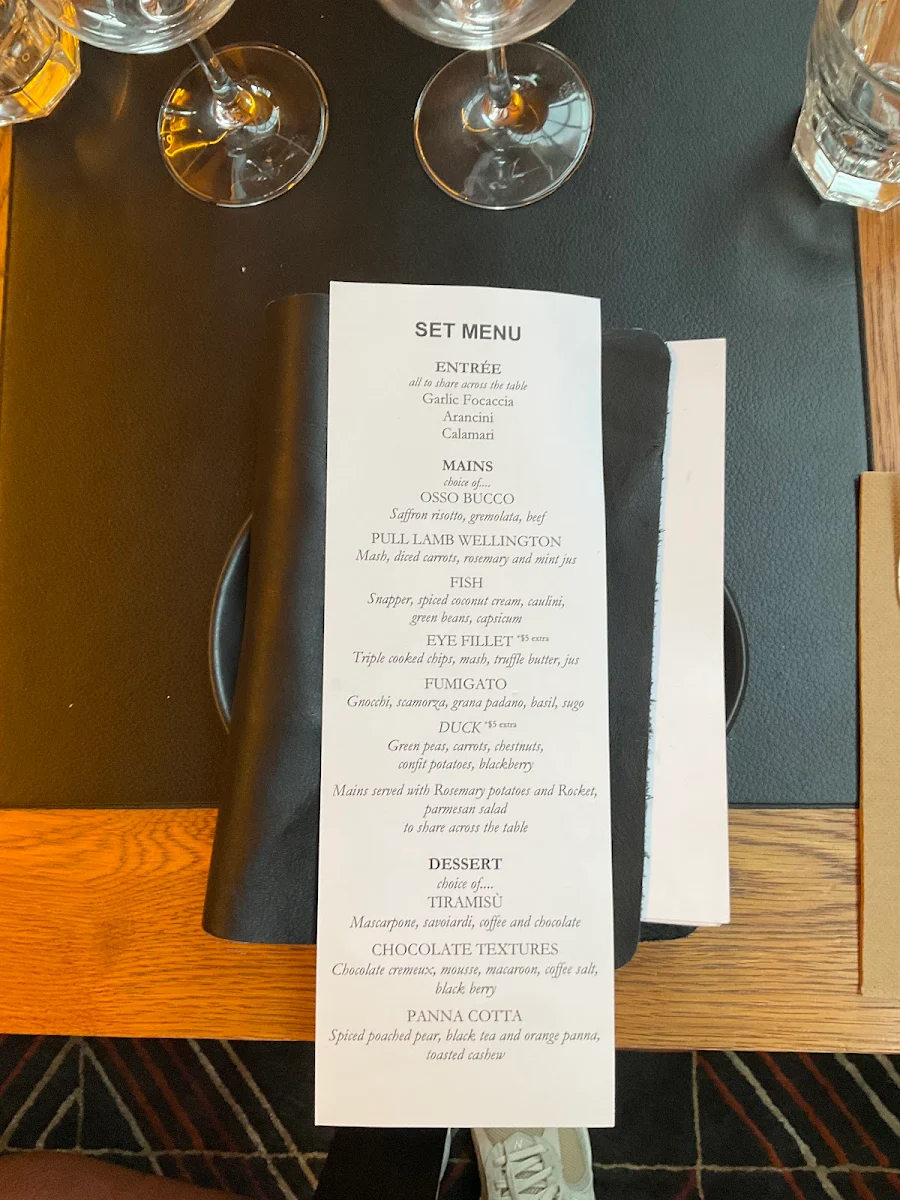 Menu, Piccolino Restaurant
