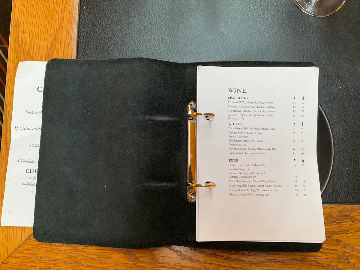 Menu, Piccolino Restaurant