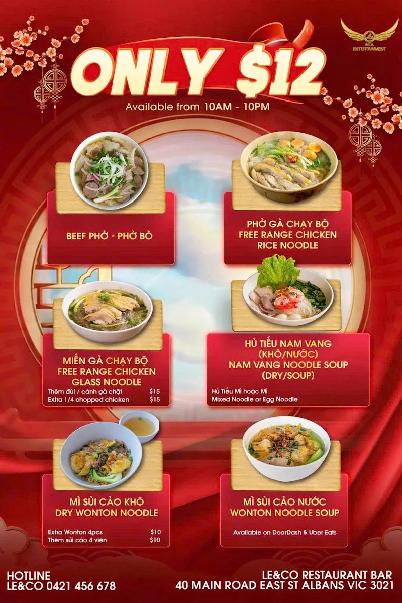 Menu, Le&Co Restaurant Bar Cafe