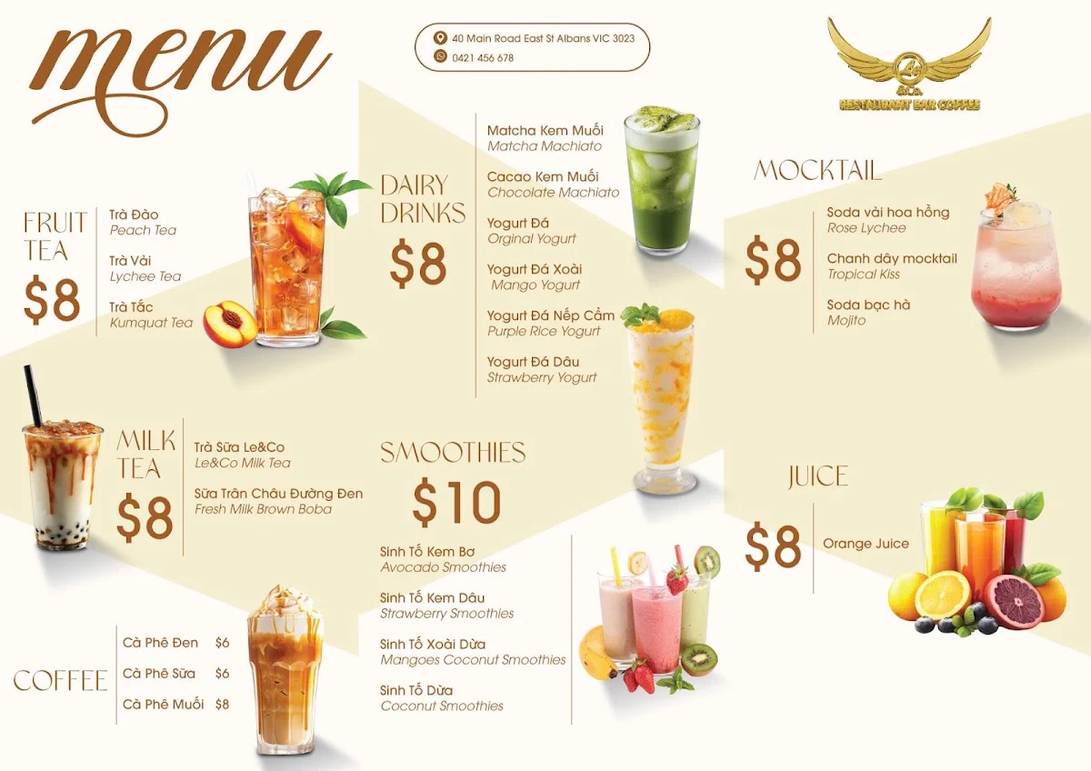 Menu, Le&Co Restaurant Bar Cafe