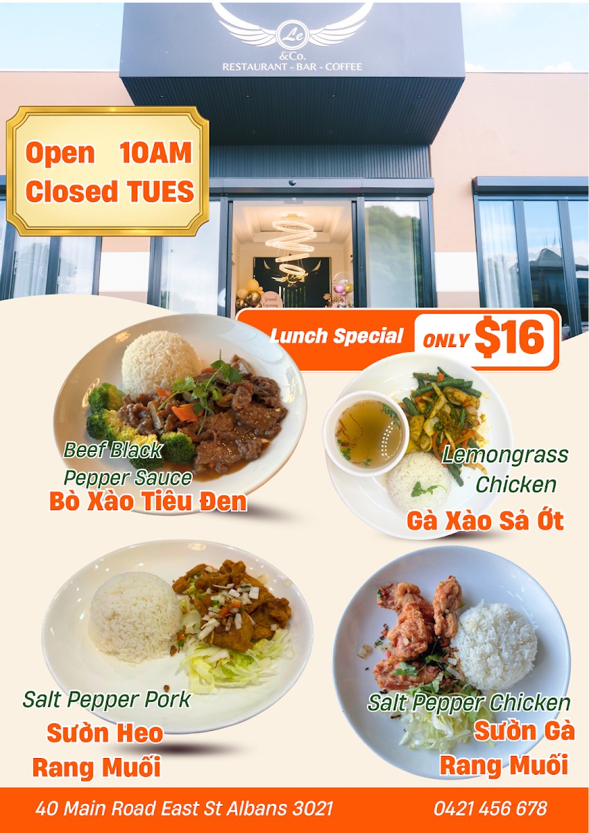 Menu, Le&Co Restaurant Bar Cafe