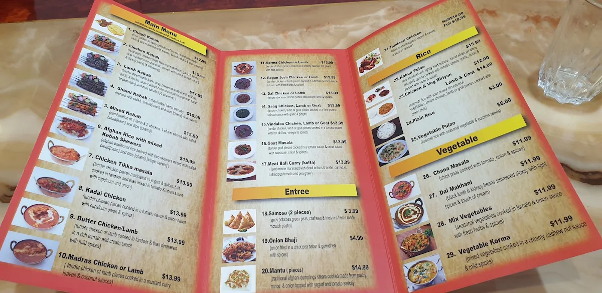 Menu, Afghan Shaheen