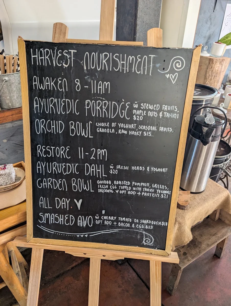 Menu, Currumbin Valley Harvest