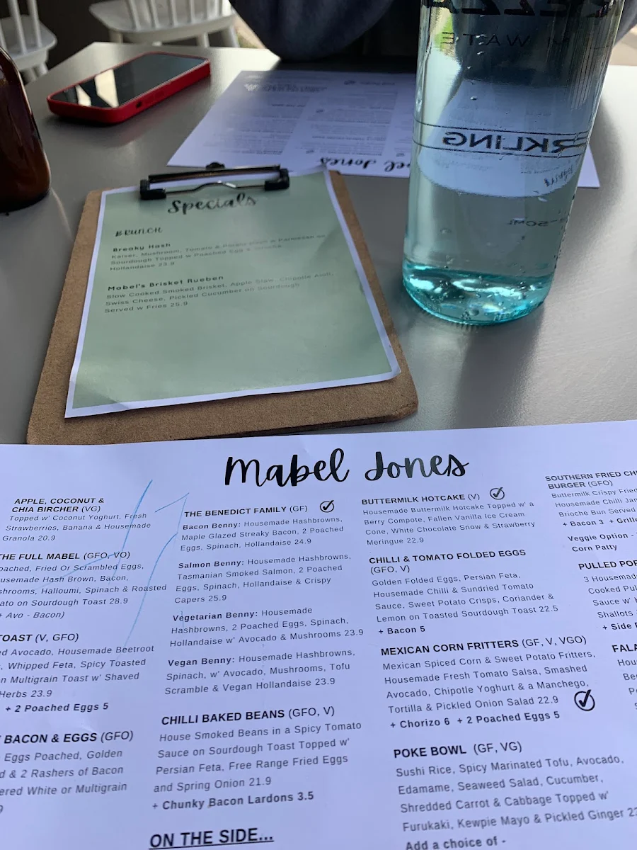 Menu, Mabel Jones
