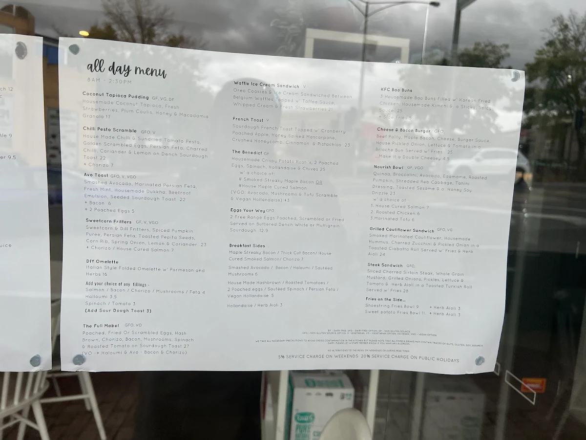 Menu, Mabel Jones