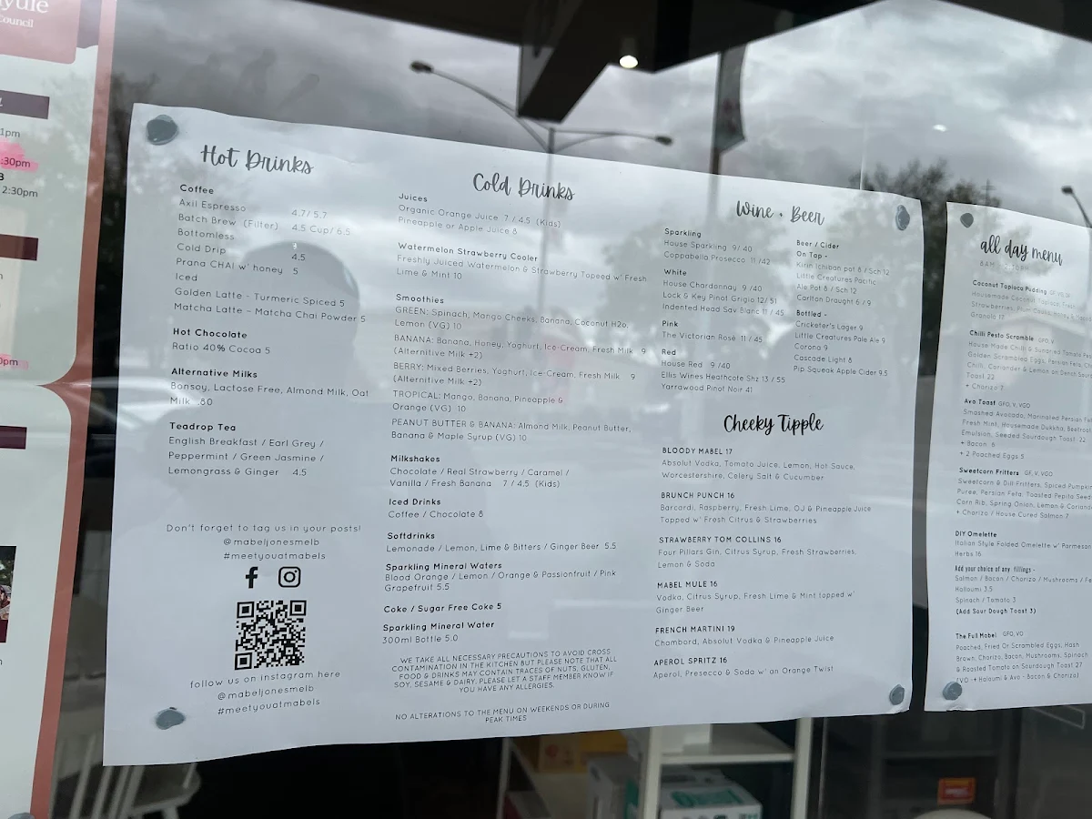 Menu, Mabel Jones