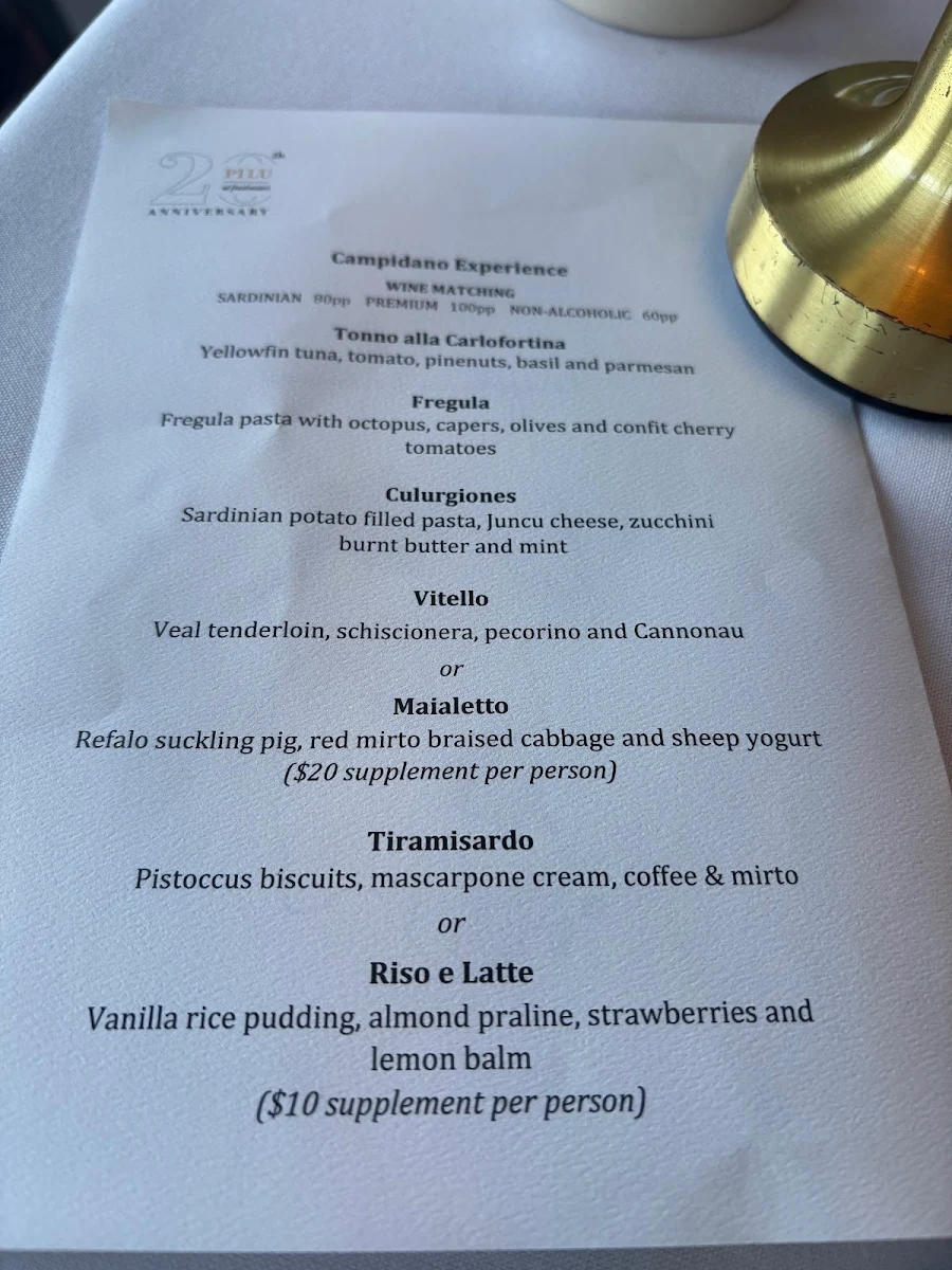Menu, Pilu at Freshwater