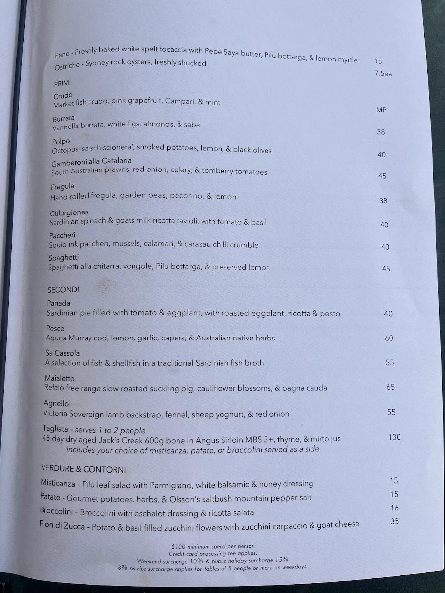 Menu, Pilu at Freshwater