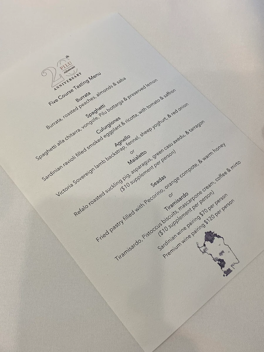Menu, Pilu at Freshwater