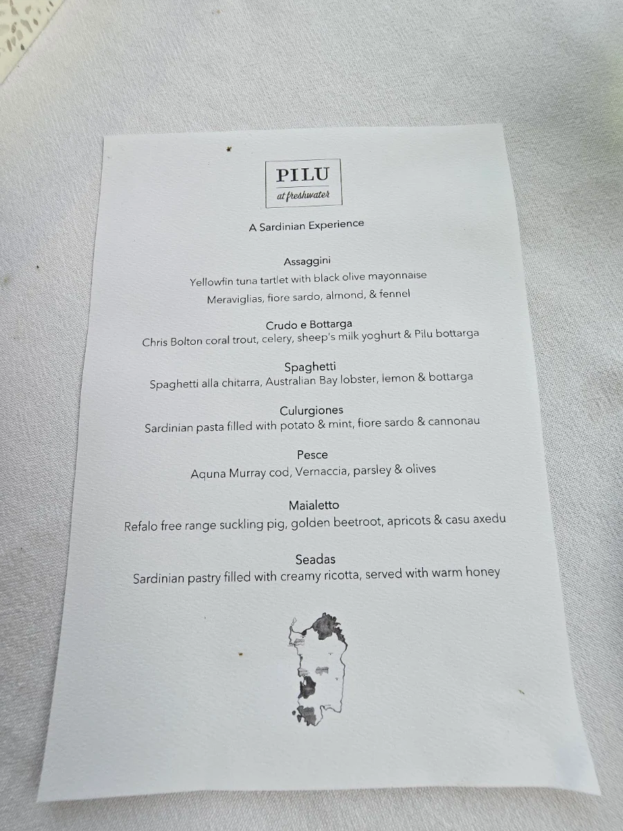 Menu, Pilu at Freshwater
