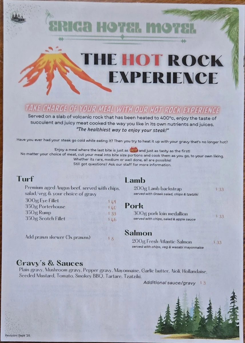 Menu, Erica Hotel Motel