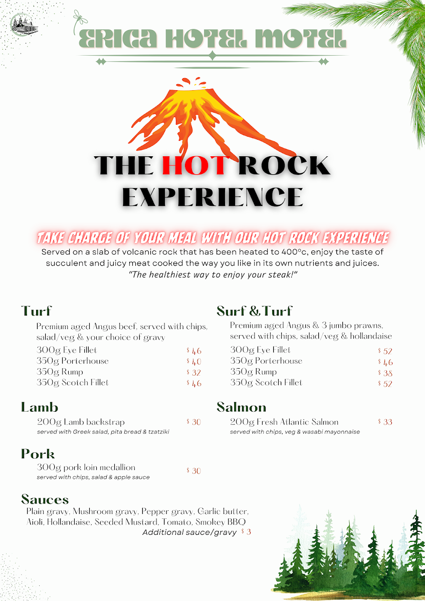 Menu, Erica Hotel Motel