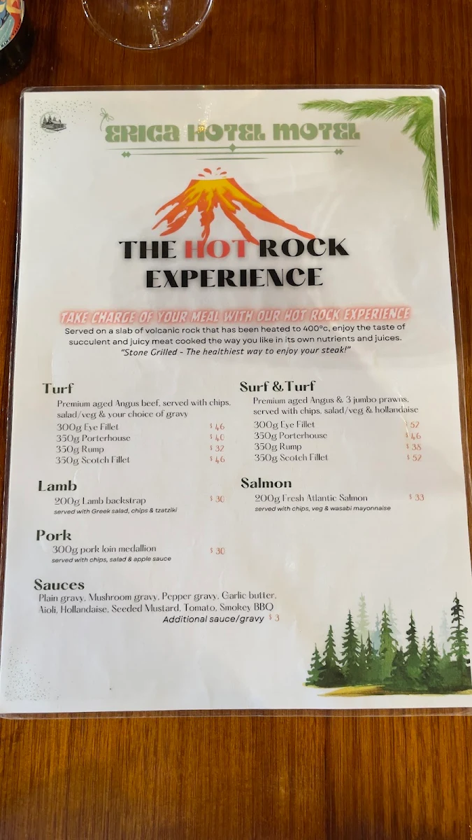 Menu, Erica Hotel Motel