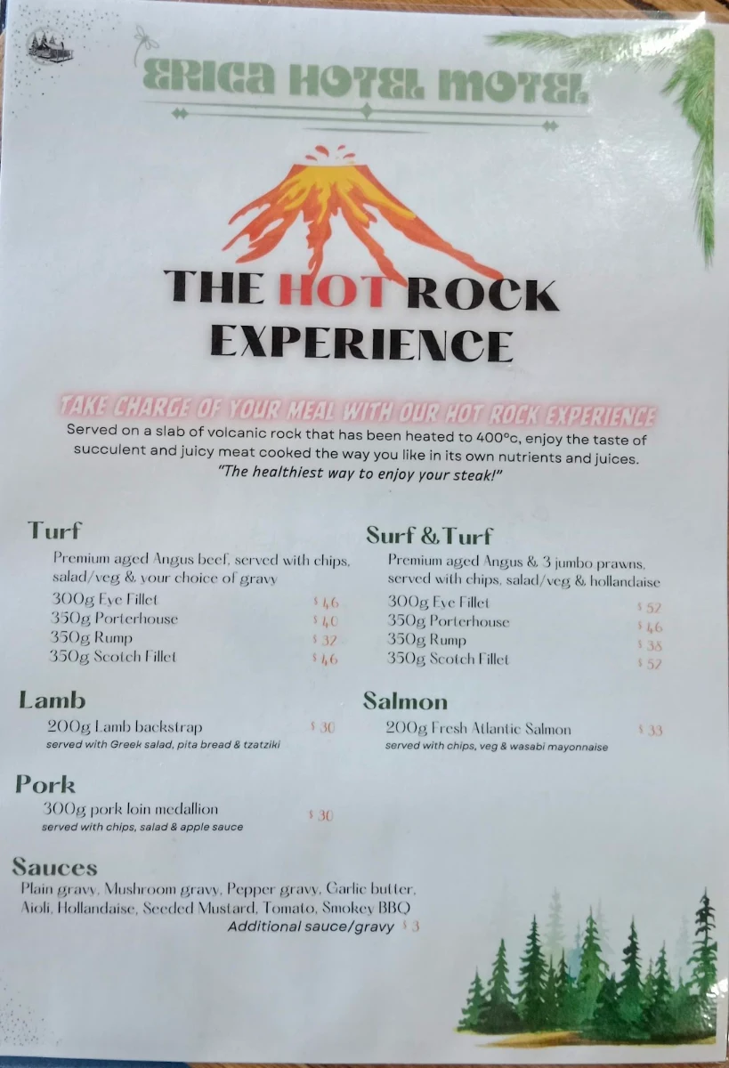 Menu, Erica Hotel Motel