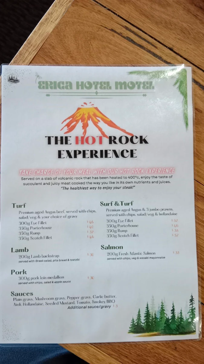 Menu, Erica Hotel Motel