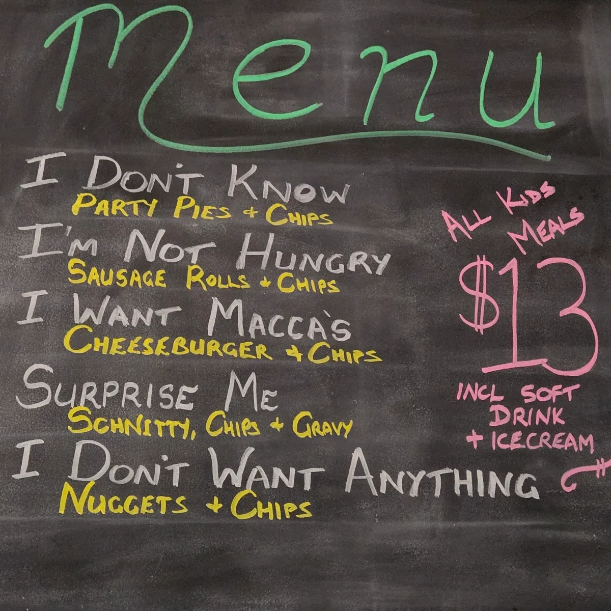 Menu, Erica Hotel Motel