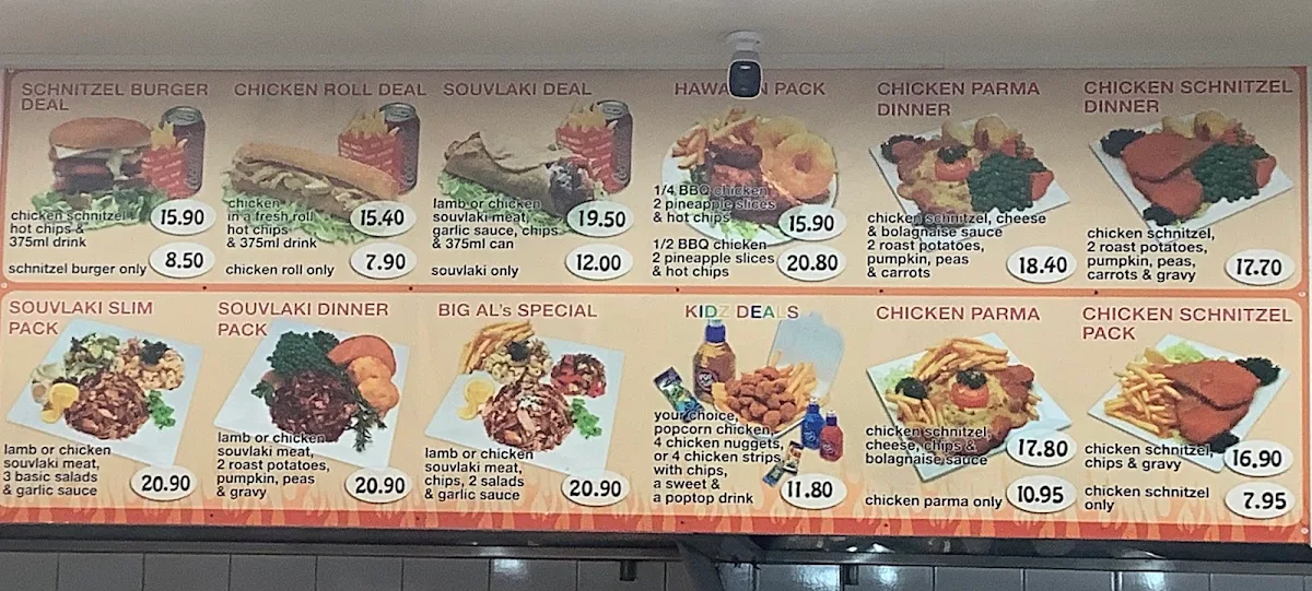 Menu, Somerville Charcoal Chicken