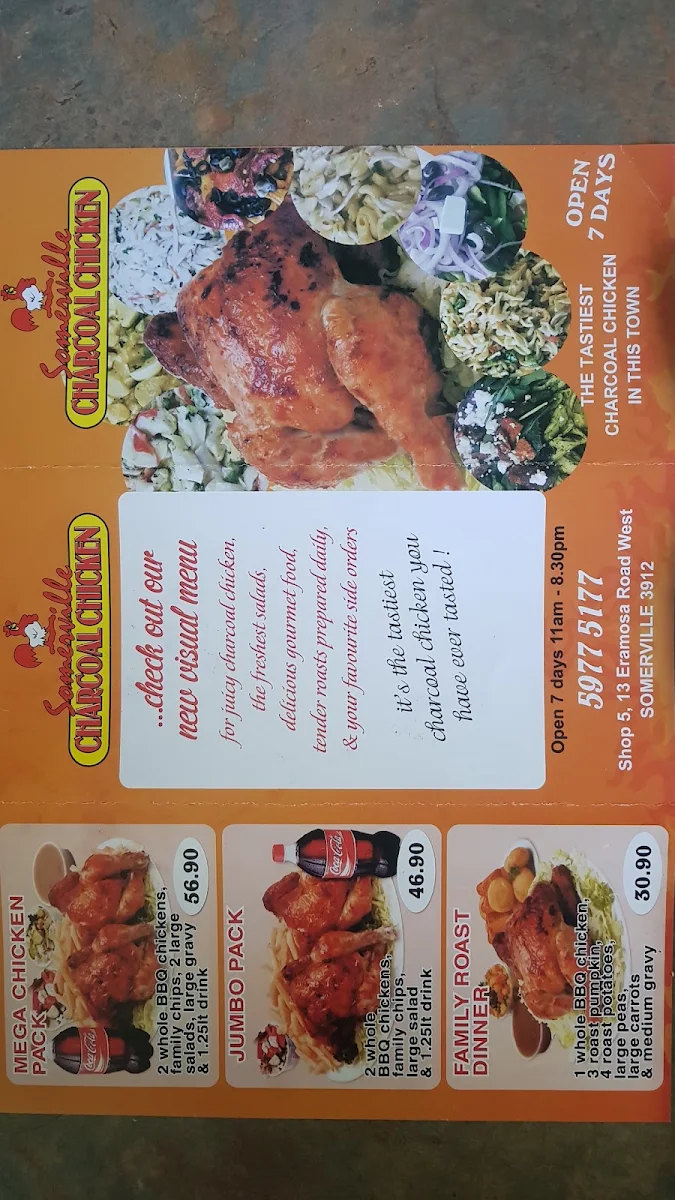 Menu, Somerville Charcoal Chicken