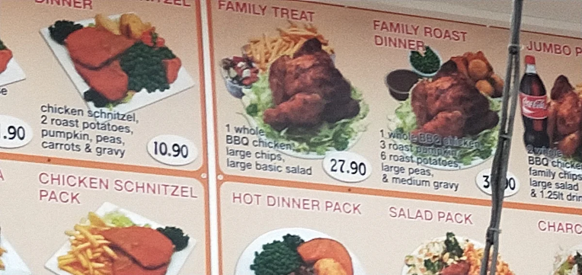 Menu, Somerville Charcoal Chicken