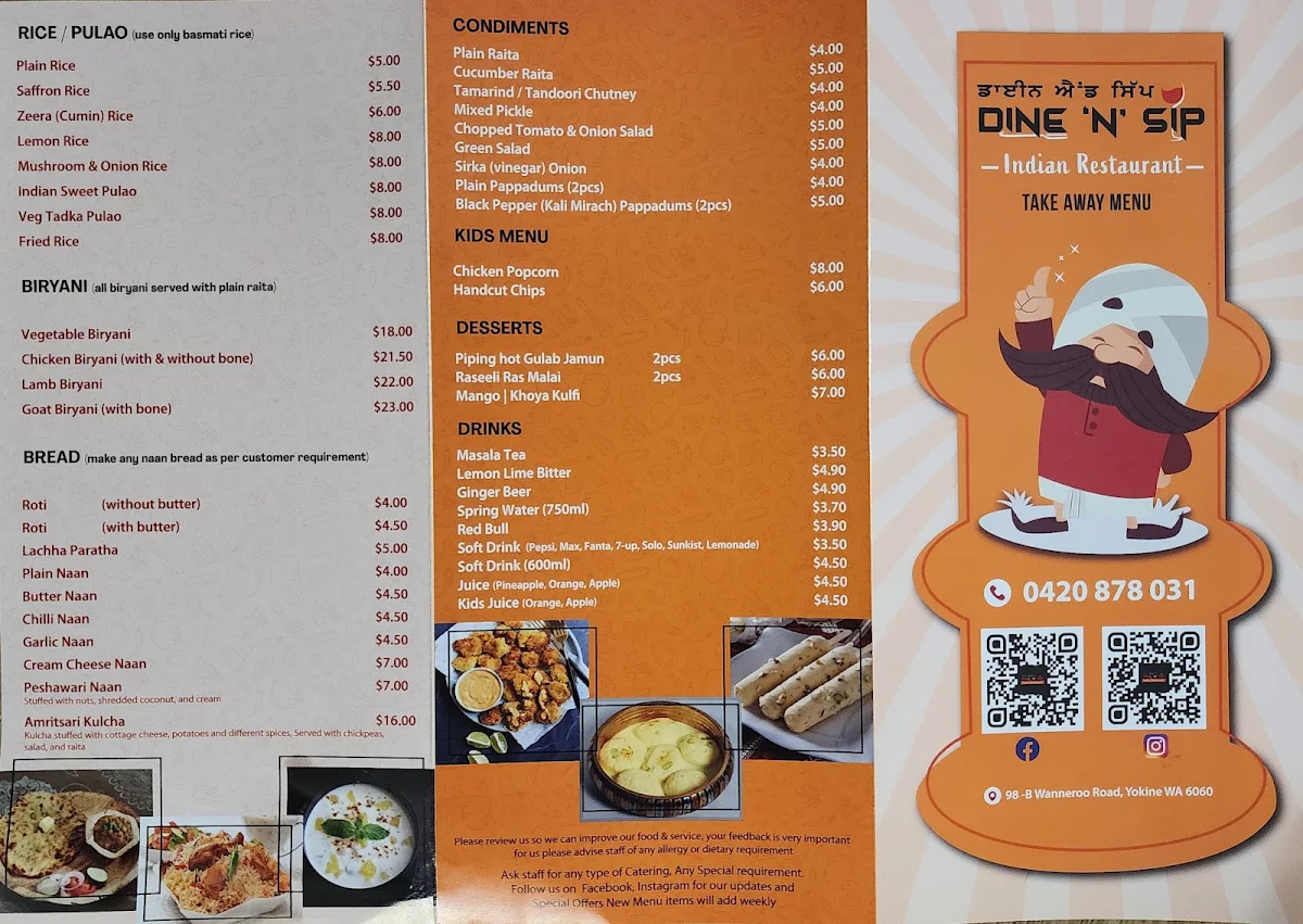 Menu, DINE 'N' SIP