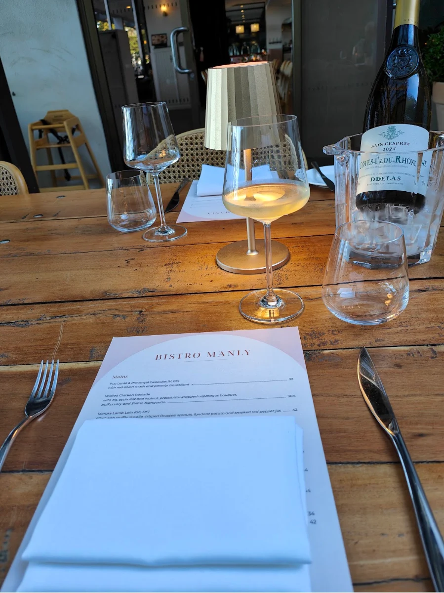Menu, Bistro Manly