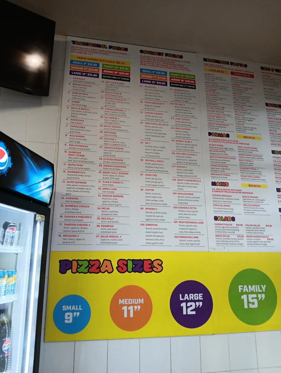 Menu, Big Al's Pizza - Officer