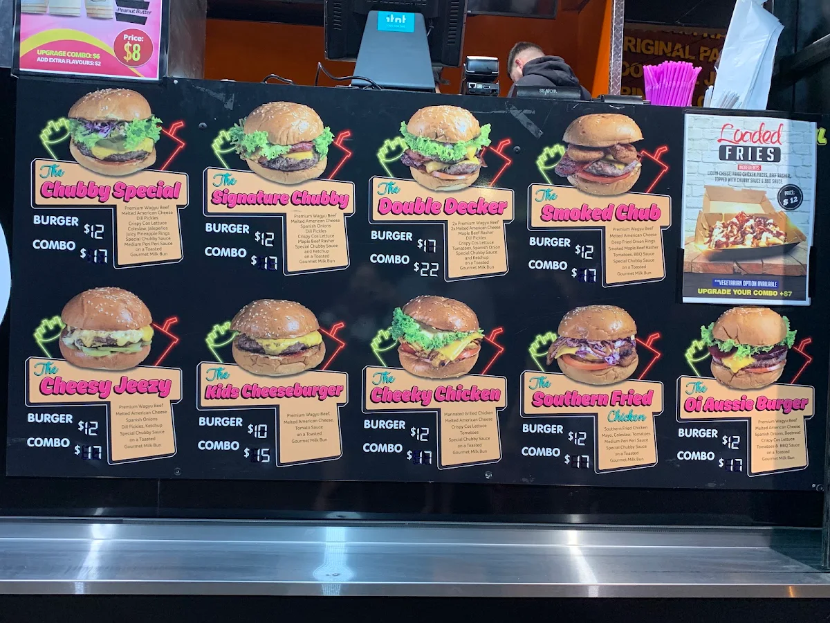 Menu, Chubby Buns Burgers Rockdale