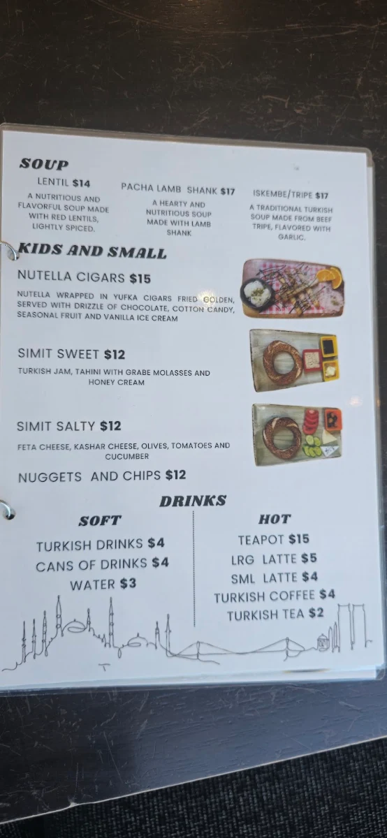 Menu, Dejawu Authentic Cuisine
