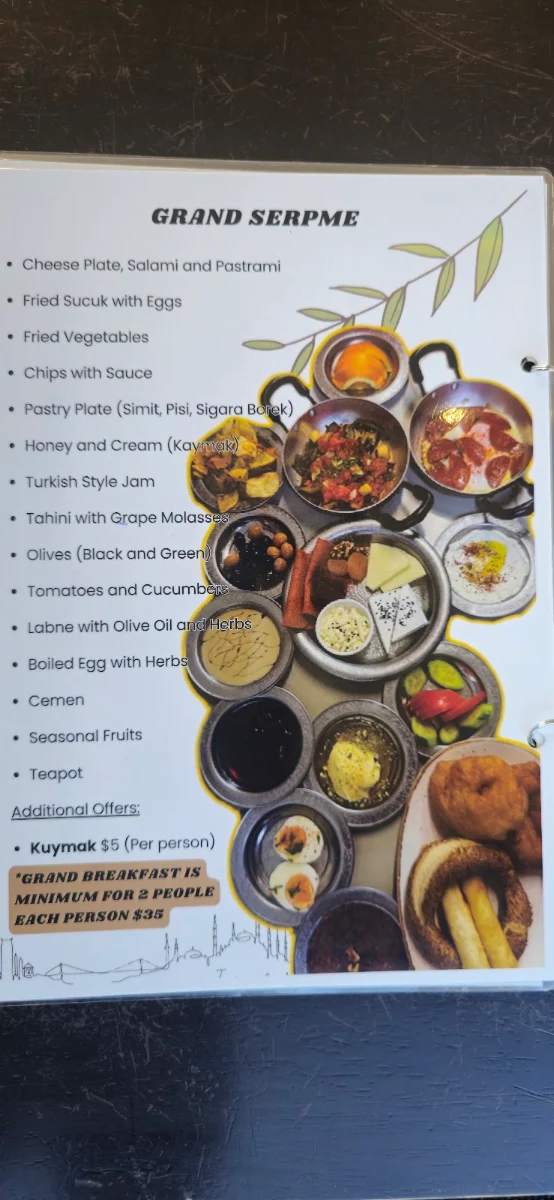 Menu, Dejawu Authentic Cuisine
