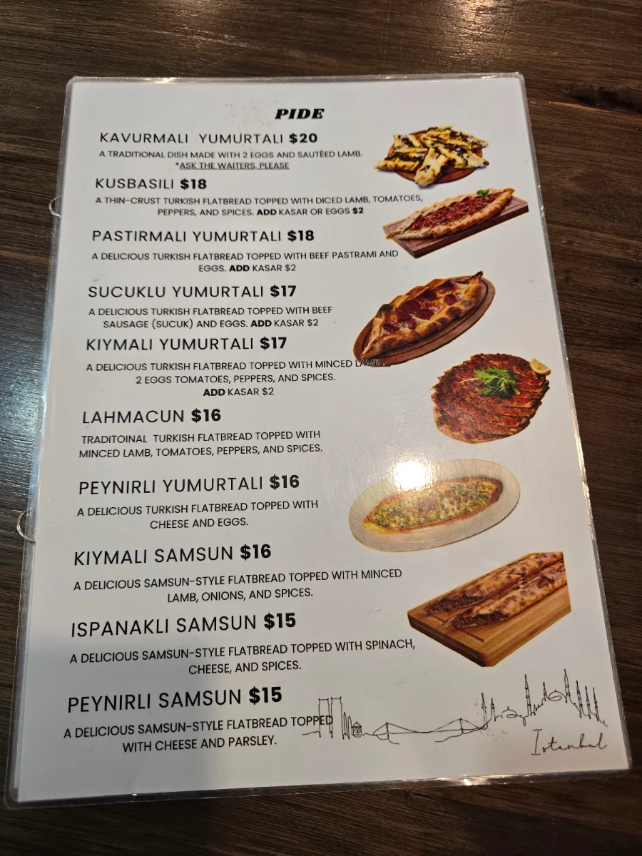 Menu, Dejawu Authentic Cuisine