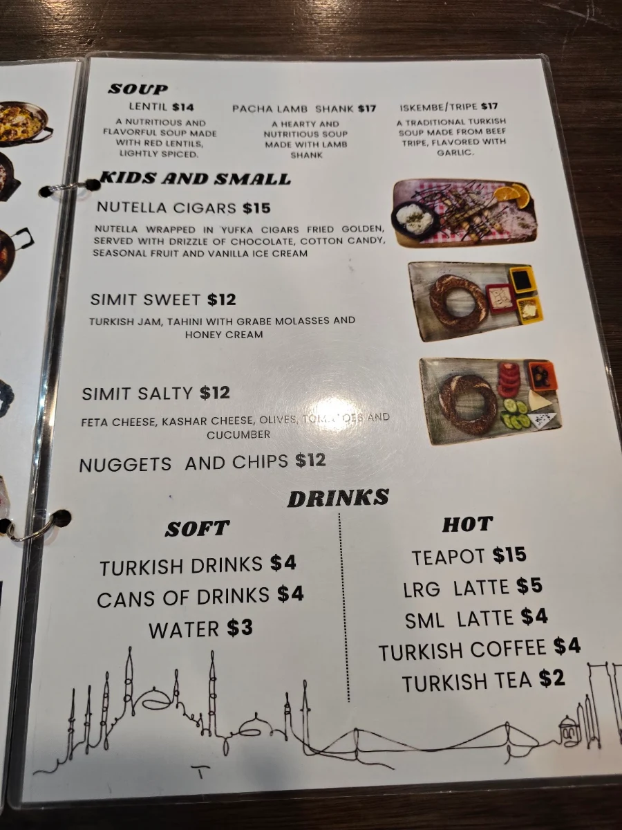 Menu, Dejawu Authentic Cuisine