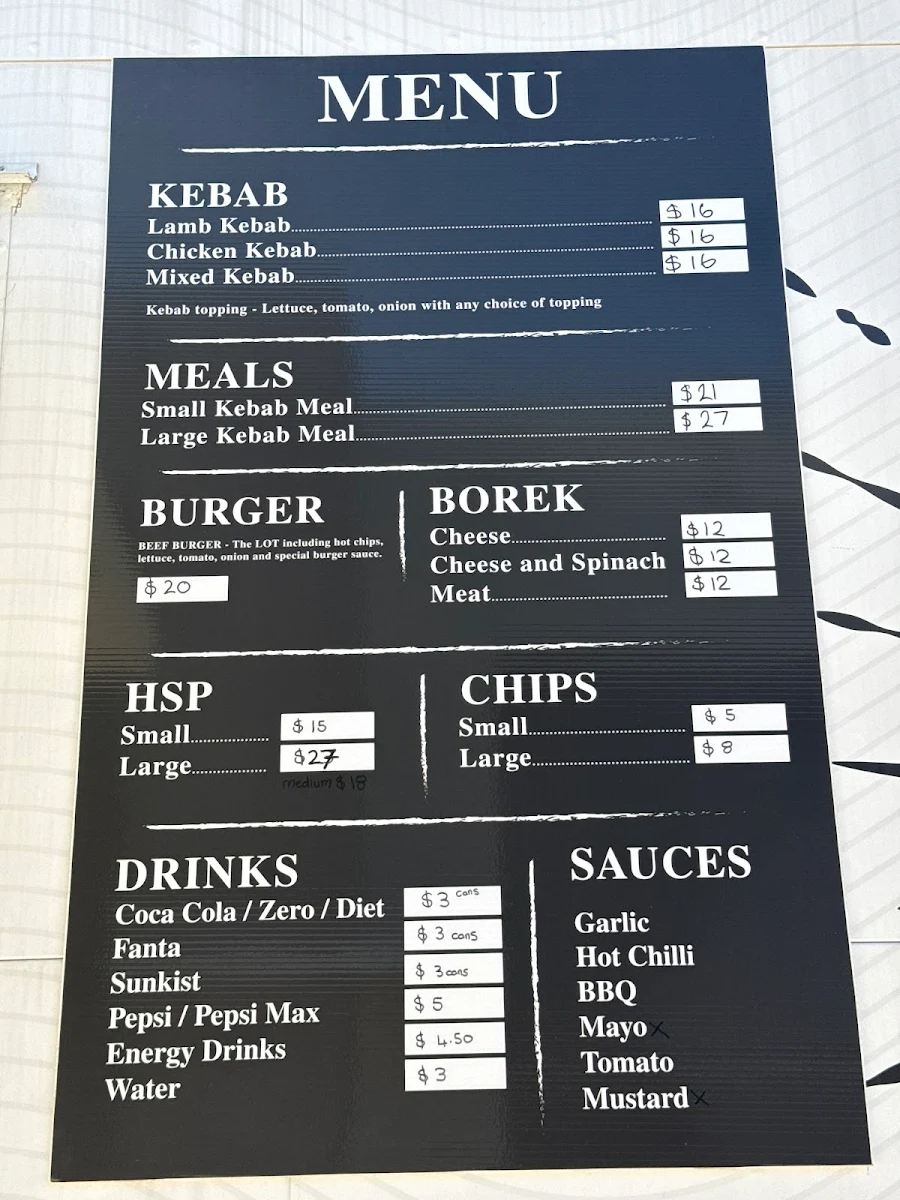 Menu, Jelal Baba Kebab