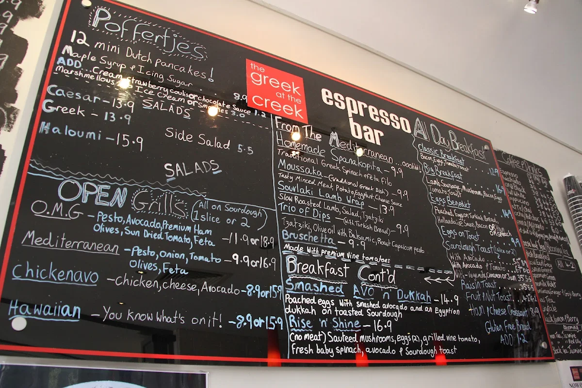 Menu, The Greek At The Creek
