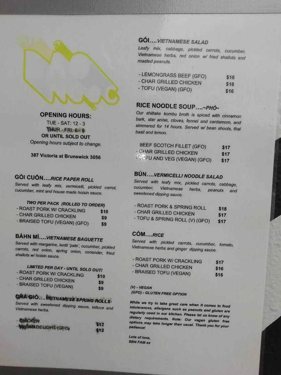 Menu, Shop Bao Ngoc - Open when we feel like it.
