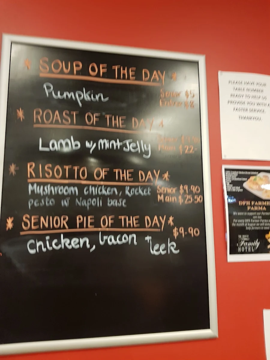 Menu, Drouin Family Hotel